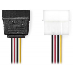 NEDIS redukční kabel interního napájení 15-pinová zásuvka SATA - zástrčka Molex 15cm více barev