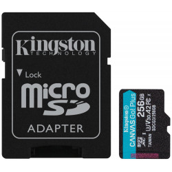 KINGSTON Canvas Go Plus 256GB microSDXC UHS-I V30 U3 CL10 balení vč. adaptéru