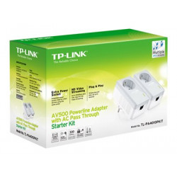 TP-Link TL-PA4010PKIT AV500+ Powerline Kit with AC Pass Through - Sada napájecího adaptéru - HomePlug AV (HPAV) - zapojitelný do zdi (balení 2)