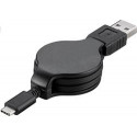 PremiumCord Kabel USB 3.1 C M - USB 2.0 A M, charging a sync navíjecí kabel 1m