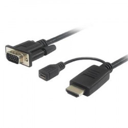 PremiumCord Kabelový převodník HDMI na VGA s napájecím micro USB konektorem 2m