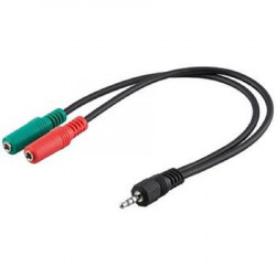 PremiumCord Adaptér 4pólový jack3,5mm pro sluchátka a mikrofon, 30cm