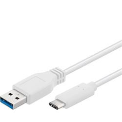 PremiumCord Kabel USB 3.1 konektor C male - USB 3.0 A male, bílý, 0,5m