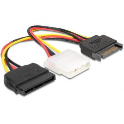 Delock Power Adapter SATA 15-pin samec  Molex samice 4-pin + SATA 15-pin samice, 16,5cm