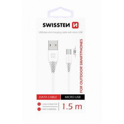 SWISSTEN DATA CABLE USB MICRO USB 1,5 M BÍLÝ (9mm)