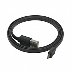 Kabel USB (2.0), USB A M reversible - USB micro M reversible, 1m, plochý, černý