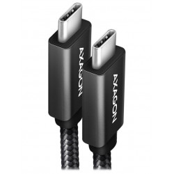 AXAGON datový a nabíjecí kabel USB-C na USB-C USB 3.2 Gen2 PD 100W 5A 4k HD ALU oplet 1,0 m černý