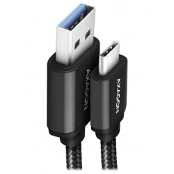 AXAGON datový a nabíjecí kabel USB-A na USB-C USB 3.2 Gen1 3A ALU oplet 1,5m černý
