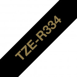 Brother TZE-R334 zlatá na černé, 12 mm, textilní páska