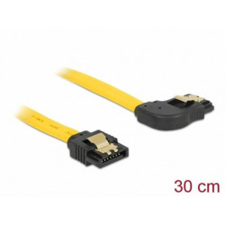 Delock Kabel SATA, 6 Gb s, přímý na pravoúhlý doprava, 30 cm, žlutý