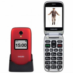 EVOLVEO EasyPhone FP, vyklápěcí mobilní telefon 2.8" pro seniory s nabíjecím stojánkem (červená barva)