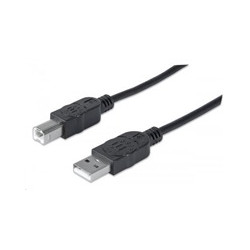 MANHATTAN Hi-Speed USB Device Cable, Type-A Male Type-B Male, 1m (3 ft.), Black