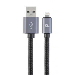 Gembird nabíjecí kabel Lightning 8-pin (M) na USB 2.0 (M), prémiový, opletený, 1.8 m, černý