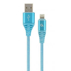 Gembird nabíjecí kabel Lightning 8-pin (M) na USB 2.0 (M), prémiový, opletený, 2 m, modrý