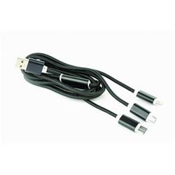 Gembird nabíjecí kabel 3v1 splitter, Lightning (M) microUSB (M) USB-C (M) na USB 2.0 (M), 1 m, černý