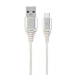 Gembird nabíjecí kabel USB-C (M) na USB 2.0 (M), prémiový, opletený, 2 m, bílý