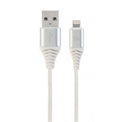 Gembird nabíjecí kabel Lightning 8-pin (M) na USB 2.0 (M), prémiový, opletený, 1 m, bílý