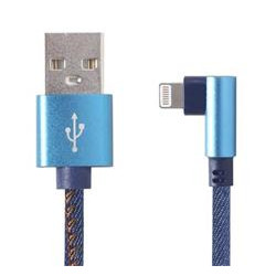 Gembird nabíjecí kabel Lightning 8-pin (M) 90° na USB 2.0 (M), opletený, 1 m, modrý