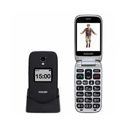 EVOLVEO EasyPhone FP, vyklápěcí mobilní telefon 2.8" pro seniory s nabíjecím stojánkem, černá