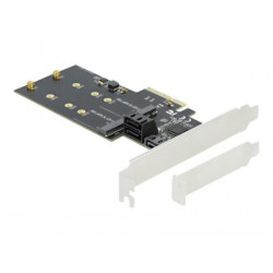 Delock 3 port SATA and 2 slot M.2 Key B PCI Express x4 Card - Low Profile Form Factor - Řadič úložiště - M.2 - M.2 Card SATA 6Gb s nízký profil - PCIe 3.0 x4