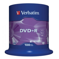 VERBATIM DVD+R(100-Pack)Spindl MattSlvr 16x 4.7GB