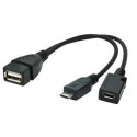 Gembird adaptér OTG USB (AF) Micro-USB (BF) na Micro-USB (BM), kabel, 0.15 m