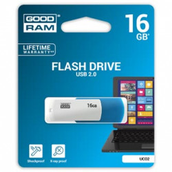 Goodram USB flash disk, USB 2.0, 16GB, UCO2, modrý, UCO2-0160MXR11, USB A, s otočnou krytkou