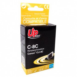 UPrint kompatibilní ink s CLI8C, cyan, 14ml, C-8C, s čipem, pro Canon iP4200, iP5200, iP5200R, MP500, MP800