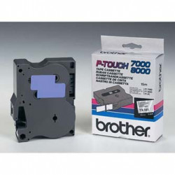Brother originální páska do tiskárny štítků, Brother, TX-141, černý tisk průsvitný podklad, laminovaná, 8m, 18mm
