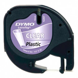 Dymo originální páska do tiskárny štítků, Dymo, 12267, S0721530, černý tisk průhledný podklad, 4m, 12mm, LetraTag plastová páska