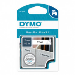 Dymo originální páska do tiskárny štítků, Dymo, 16959, S0718060, černý tisk bílý podklad, 5.5m, 12mm, D1, speciální - permanentní 