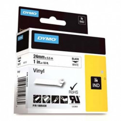Dymo originální páska do tiskárny štítků, Dymo, 1805430, černý tisk bílý podklad, 5,5m, 24mm, RHINO vinylová profi D1
