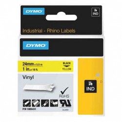 Dymo originální páska do tiskárny štítků, Dymo, 1805431, černý tisk žlutý podklad, 5,5m, 24mm, RHINO vinylová profi D1