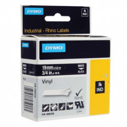 Dymo originální páska do tiskárny štítků, Dymo, 1805436, bílý tisk černý podklad, 5,5m, 19mm, RHINO vinylová profi D1