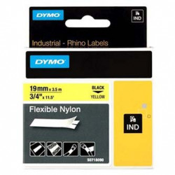 Dymo originální páska do tiskárny štítků, Dymo, 18491, černý tisk žlutý podklad, 3.5m, 19mm, RHINO nylonová flexibilní