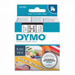 Dymo originální páska do tiskárny štítků, Dymo, 43613, S0720780, černý tisk bílý podklad, 7m, 6mm, D1