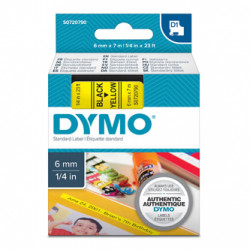 Dymo originální páska do tiskárny štítků, Dymo, 43618, S0720790, černý tisk žlutý podklad, 7m, 6mm, D1