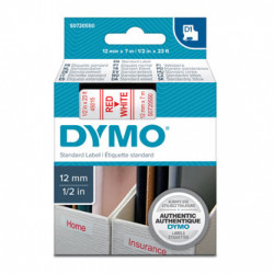 Dymo originální páska do tiskárny štítků, Dymo, 45015, S0720550, červený tisk bílý podklad, 7m, 12mm, D1
