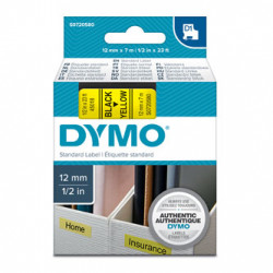 Dymo originální páska do tiskárny štítků, Dymo, 45018, S0720580, černý tisk žlutý podklad, 7m, 12mm, D1