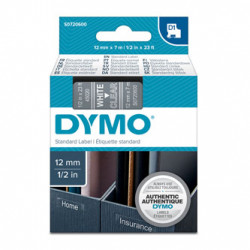Dymo originální páska do tiskárny štítků, Dymo, 45020, S0720600, bílý tisk transparentní podklad, 7m, 12mm, D1
