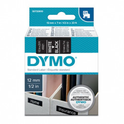 Dymo originální páska do tiskárny štítků, Dymo, 45021, S0720610, bílý tisk černý podklad, 7m, 12mm, D1