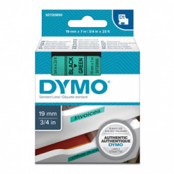 Dymo originální páska do tiskárny štítků, Dymo, 45809, S0720890, černý tisk zelený podklad, 7m, 19mm, D1