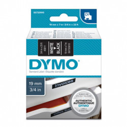 Dymo originální páska do tiskárny štítků, Dymo, 45811, S0720910, bílý tisk černý podklad, 7m, 19mm, D1