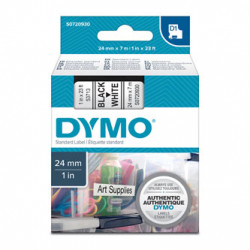 Dymo originální páska do tiskárny štítků, Dymo, 53713, S0720930, černý tisk bílý podklad, 7m, 24mm, D1