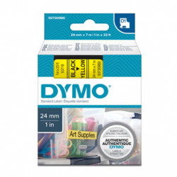 Dymo originální páska do tiskárny štítků, Dymo, 53718, S0720980, černý tisk žlutý podklad, 7m, 24mm, D1