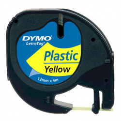 Dymo originální páska do tiskárny štítků, Dymo, 59423, S0721620, černý tisk žlutý podklad, 4m, 12mm, LetraTag plastová páska