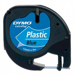 Dymo originální páska do tiskárny štítků, Dymo, S0721650, černý tisk modrý podklad, 4m, 12mm, LetraTag plastová páska