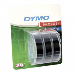 Dymo originální páska do tiskárny štítků, Dymo, S0847730, černý podklad, 3m, 9mm, 3D, 1 blistr 3 ks