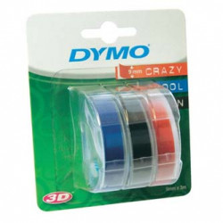 Dymo originální páska do tiskárny štítků, Dymo, S0847750, bílý tisk černý, modrý, červený podklad, 3m, 9mm, 1 blistr 3 ks, 3D
