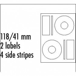 Logo etikety na CD 118 41mm, A4, matné, bílé, 2 etikety, 4 proužky, 140g m2, baleno po 10 ks, pro inkoustové a laserové tiskárny